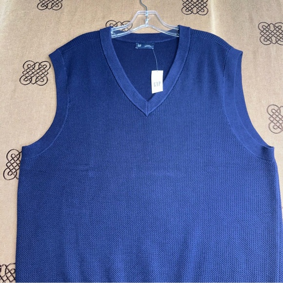 Gap NWT! Men'S Textured Sweater Vest In Navy Blue Size L - Picture 4 of 14